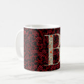 Floral Elegant Classy Monogram Rood w/zin Koffiemok (Voorkant links)