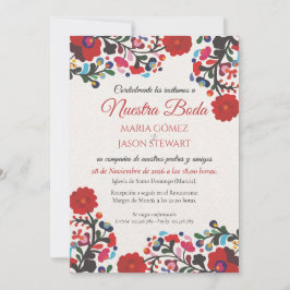Floral Elegant Colorful Fiesta Spanish Wedding Kaart