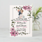 Floral Elegant Couple Wedding Invitation Kaart (Staand voorkant)