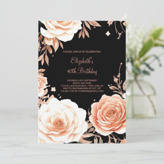 Floral Elegant Custom 40e Verjaardag Kaart (Staand voorkant)