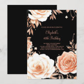 Floral Elegant Custom 40e Verjaardag Kaart (Voorkant / Achterkant)