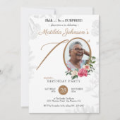 Floral Elegant Custom Photo Surprise 70e verjaarda Kaart (Voorkant)