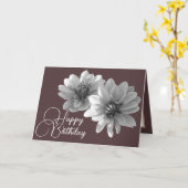 Floral Elegant Dahlia Flower Brown Birthday Kaart (Gele Bloem)