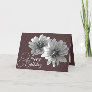 Floral Elegant Dahlia Flower Brown Birthday Kaart