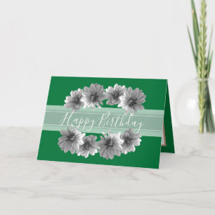  Floral Elegant Dahlia Flower Green Birthday Kaart