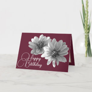  Floral Elegant Dahlia Flower Red Birthday Kaart