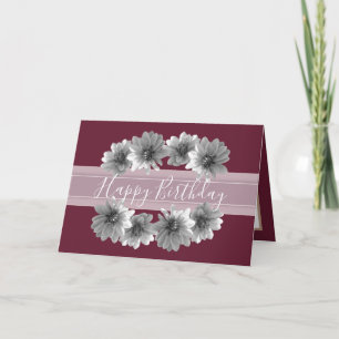  Floral Elegant Dahlia Flower Red Birthday Kaart