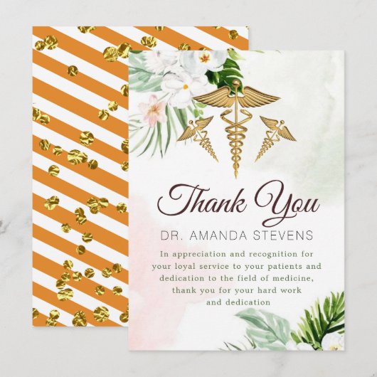 Floral Elegant Doctor | Verpleegkundige bedankt ka (Voorkant / Achterkant)