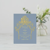 Floral elegant DUSTY BLUE moslimbruiloft Folie Uitnodiging Briefkaart (Staand Voorkant)