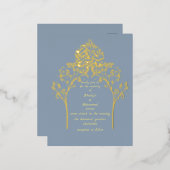 Floral elegant DUSTY BLUE moslimbruiloft Folie Uitnodiging Briefkaart (Voorkant / Achterkant)