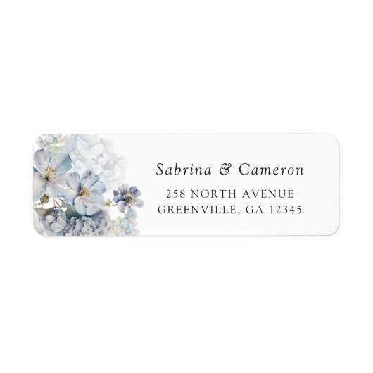 Floral Elegant Dusty Blue Return Label (Voorkant)