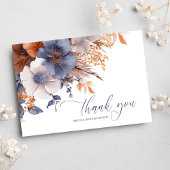 Floral Elegant Dusty Blue Rust Wedding Bedankkaart