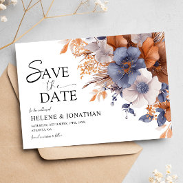 Floral Elegant Dusty Blue Terracotta Wedding Save The Date