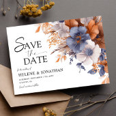 Floral Elegant Dusty Blue Terracotta Wedding Save The Date