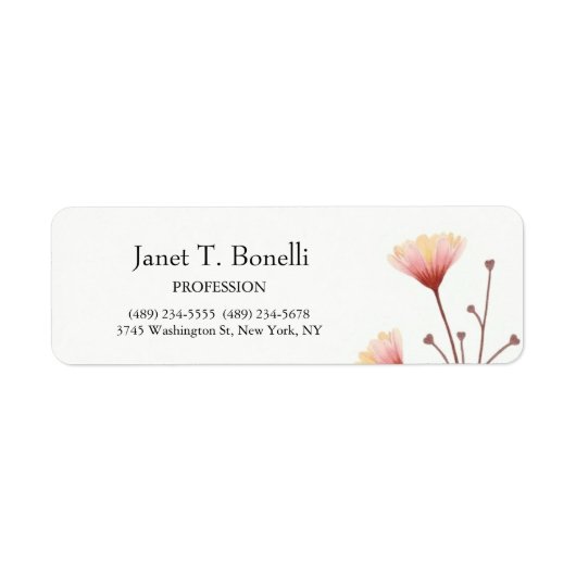 Floral Elegant Eenvoudig Professioneel Etiket (Voorkant)