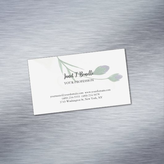 Floral Elegant Eenvoudig Professioneel Magnetisch Visitekaartje (Voorbeeld)