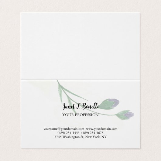 Floral Elegant Eenvoudig Professioneel Visitekaartje (Buitenkant ongevouwen)