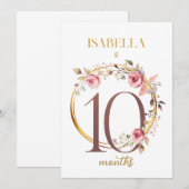 Floral Elegant eerste jaar Baby Milestone Kaart (Voorkant / Achterkant)