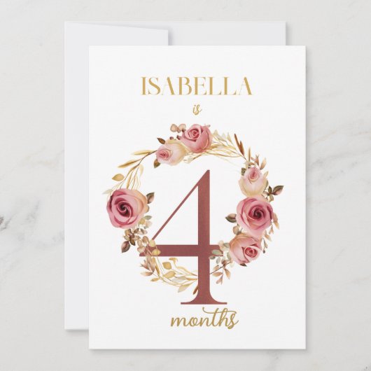 Floral Elegant eerste jaar Baby Milestone Kaart (Voorkant)