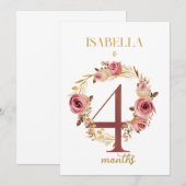 Floral Elegant eerste jaar Baby Milestone Kaart (Voorkant / Achterkant)