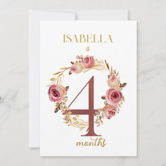 Floral Elegant eerste jaar Baby Milestone Kaart