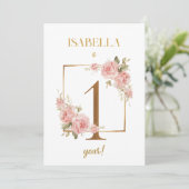 Floral Elegant eerste jaar Baby Milestone Kaart (Staand voorkant)