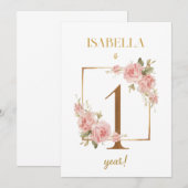 Floral Elegant eerste jaar Baby Milestone Kaart (Voorkant / Achterkant)