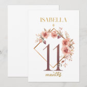 Floral Elegant eerste jaar Baby Milestone Kaart (Voorkant / Achterkant)