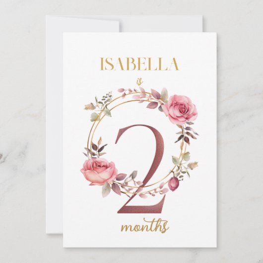 Floral Elegant eerste jaar Baby Milestone Kaart (Voorkant)