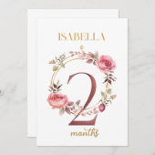 Floral Elegant eerste jaar Baby Milestone Kaart (Voorkant / Achterkant)