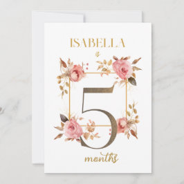 Floral Elegant eerste jaar Baby Milestone Kaart