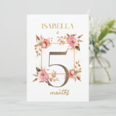 Floral Elegant eerste jaar Baby Milestone Kaart (Staand voorkant)