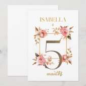 Floral Elegant eerste jaar Baby Milestone Kaart (Voorkant / Achterkant)