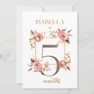 Floral Elegant eerste jaar Baby Milestone Kaart