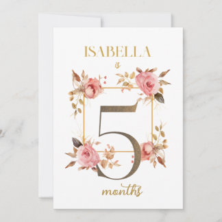 Floral Elegant eerste jaar Baby Milestone Kaart