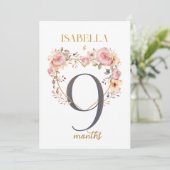 Floral Elegant eerste jaar Baby Milestone Kaart (Staand voorkant)