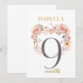 Floral Elegant eerste jaar Baby Milestone Kaart (Voorkant / Achterkant)