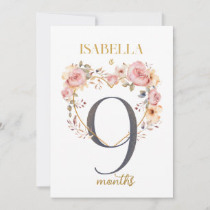 Floral Elegant eerste jaar Baby Milestone Kaart