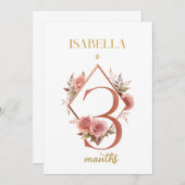 Floral Elegant eerste jaar Baby Milestone Kaart (Voorkant / Achterkant)