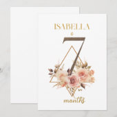 Floral Elegant eerste jaar Baby Milestone Kaart (Voorkant / Achterkant)