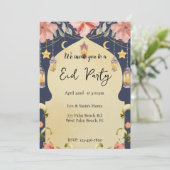Floral Elegant Eid Party Eid Invitation Kaart (Staand voorkant)