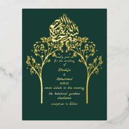 Floral elegant EMERALD GREEN Folie Uitnodiging Briefkaart