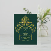 Floral elegant EMERALD GREEN Folie Uitnodiging Briefkaart (Staand Voorkant)