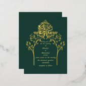 Floral elegant EMERALD GREEN Folie Uitnodiging Briefkaart (Voorkant / Achterkant)