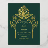 Floral elegant EMERALD GREEN Folie Uitnodiging Briefkaart (Voorkant)
