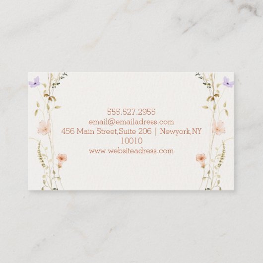 Floral Elegant en minimaal Visitekaartje (Achterkant)