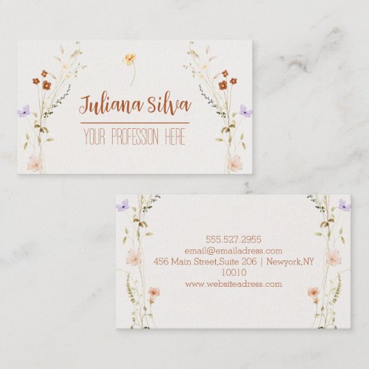 Floral Elegant en minimaal Visitekaartje (Voorkant / Achterkant)