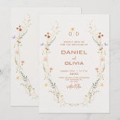 Floral Elegant en Minimal Wedding Kaart (Voorkant / Achterkant)
