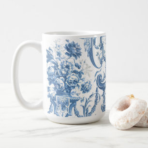 Floral Elegant English Cottage Blue White Land Koffiemok