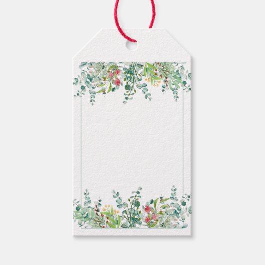 Floral Elegant Eucalyptus Waterverf Cadeaulabel (Voorkant)